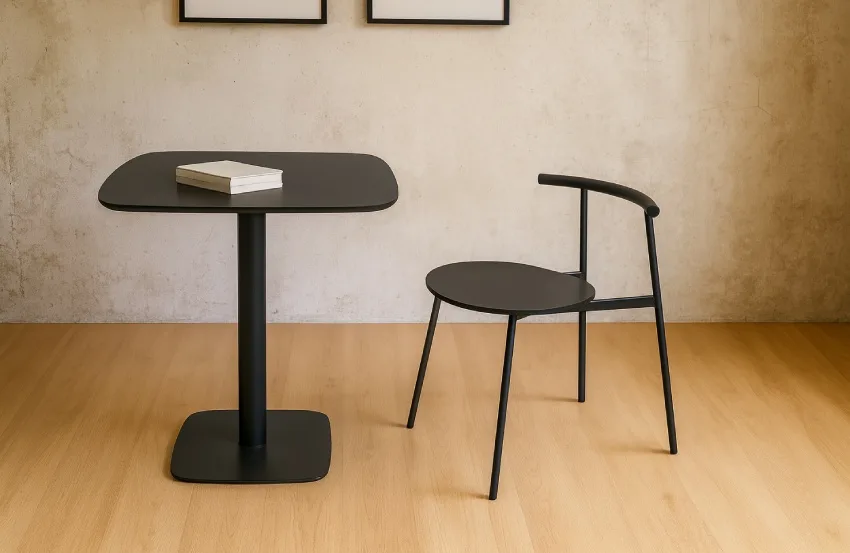 Chair with an iron table