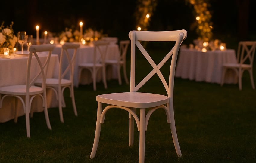 A white plastic chair for the event