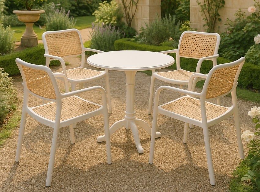 Another white plastic lawn chairs