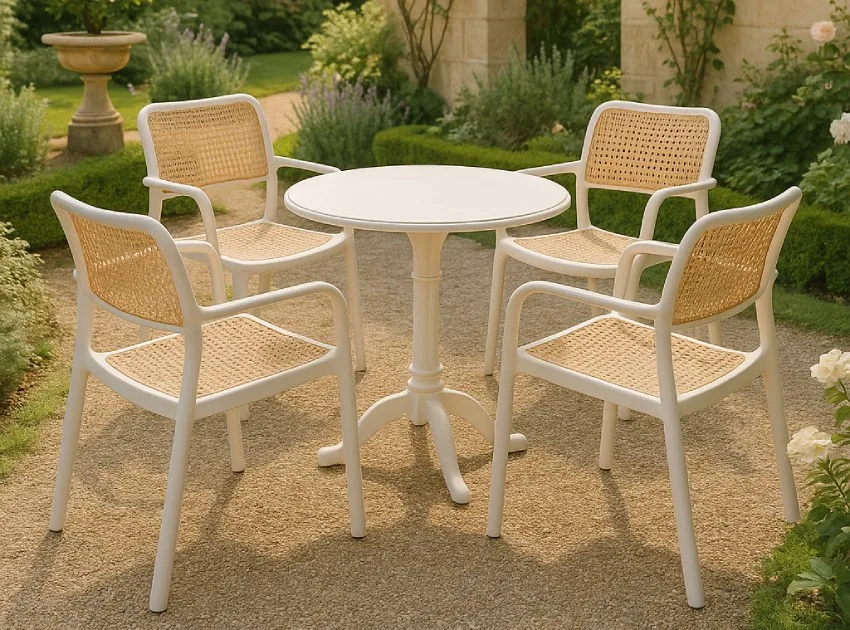 Another white plastic lawn chairs