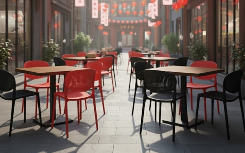 Black and red sample of plastic chair