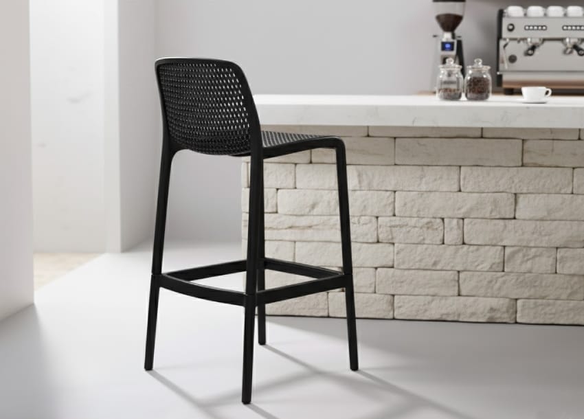 Black plastic bar stool 3