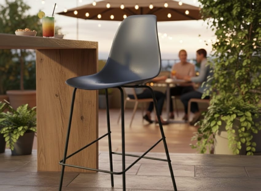 Black plastic bar stool outdoor