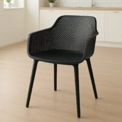 Black plastic dining chairs