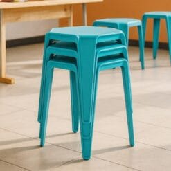 Blue stacking chairs