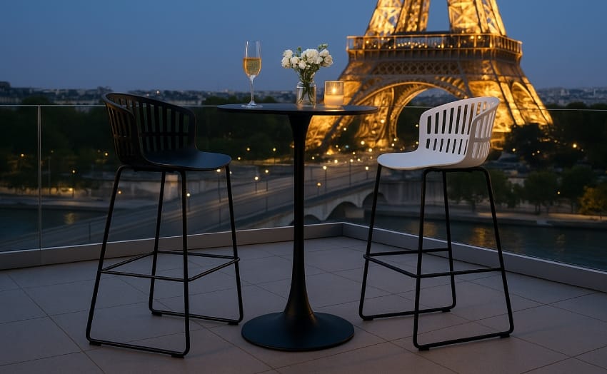 Eiffel tower view bar stools