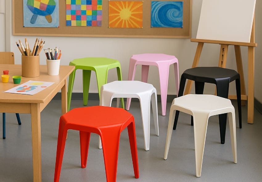Multi-colored stacking chairs