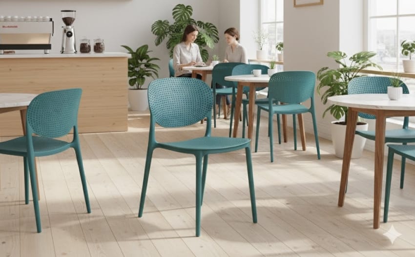 Mesh back PP chair for outdoor