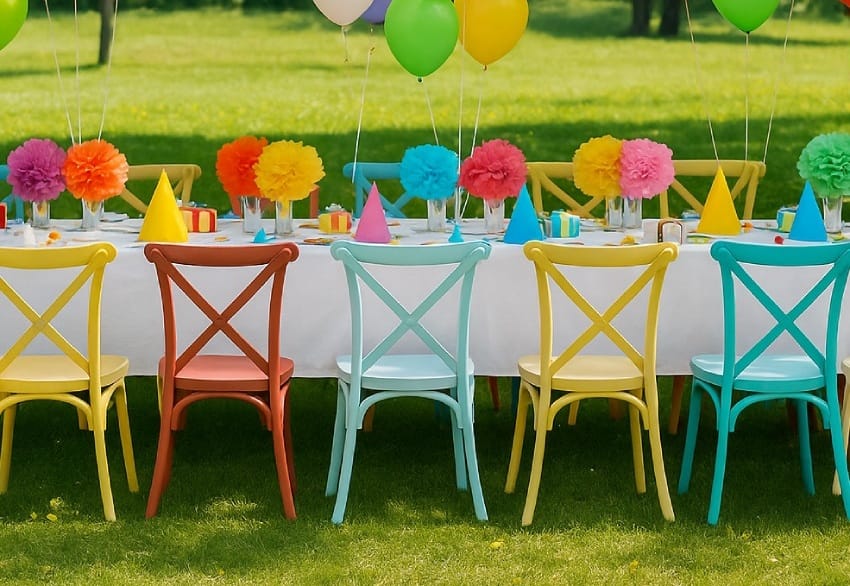 Plastic chairs for outdoor birthday parties