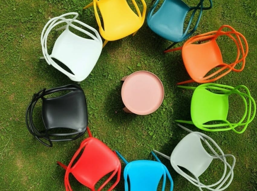Various colors of plastic chairs
