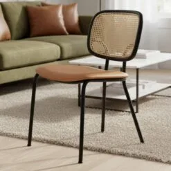 Rattan back dining chair