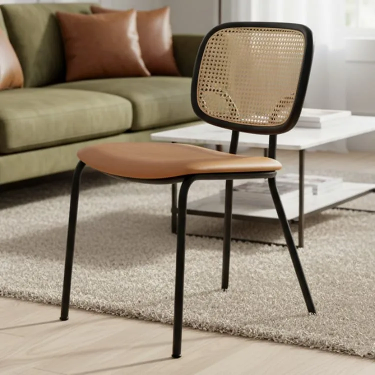 Silla de comedor con respaldo de ratán