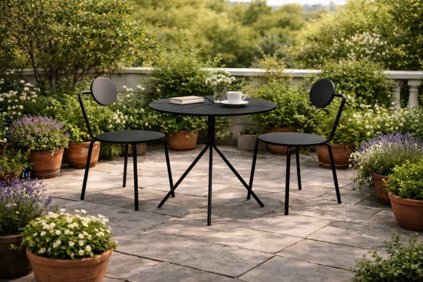 Otra mesa de patio con estructura metálica