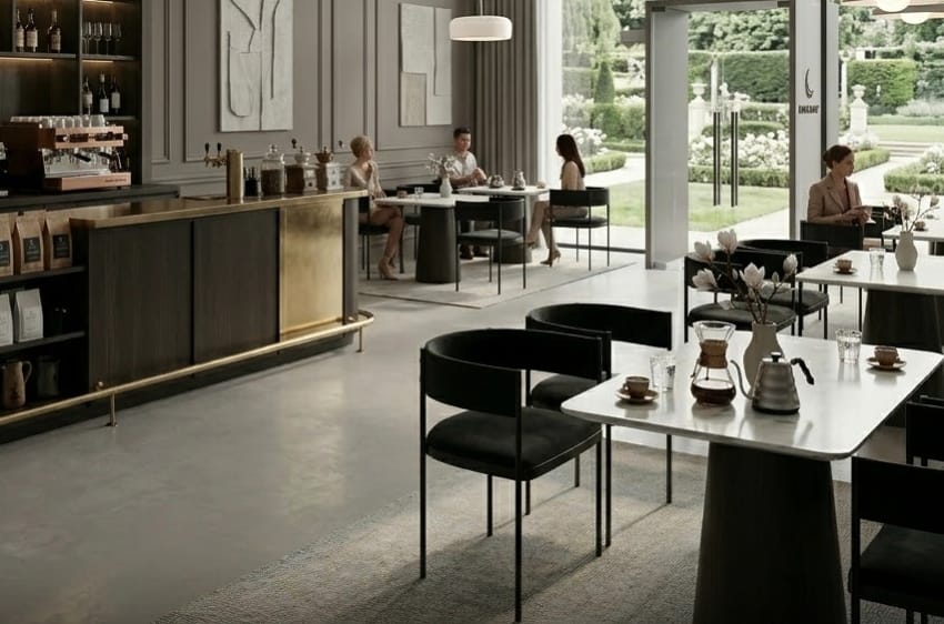 Black leather chair in the coffee shop 2