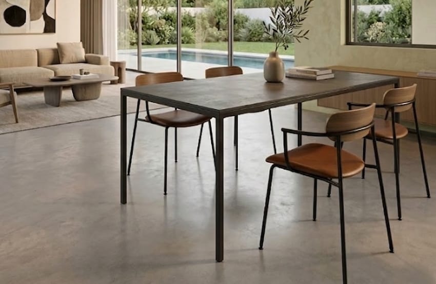 Brown chairs with metal frames in the kitchen