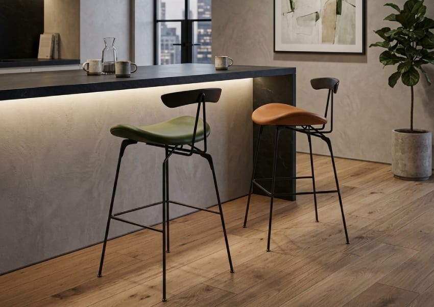 Bulk metal bar stools in the kitchen