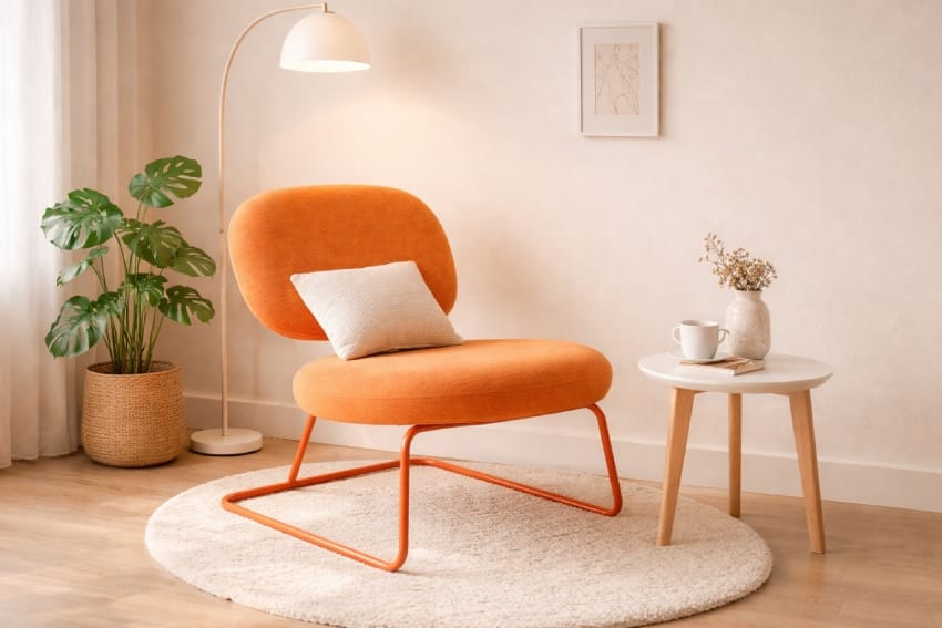 Elegant orange metal frame chair