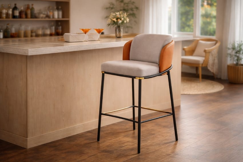 Metal bar stool in the kitchen