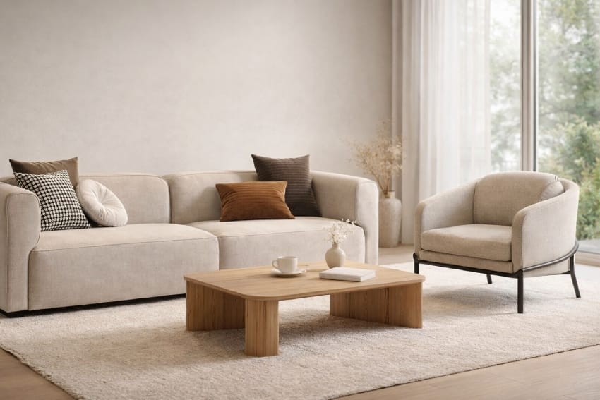 Metal base lounge chair in the living room