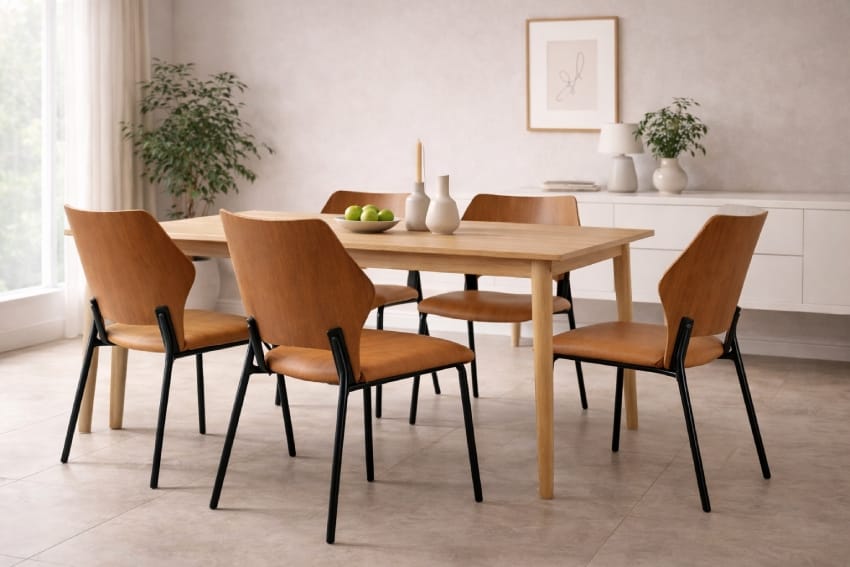 Металлические стулья в скандинавской столовой 2