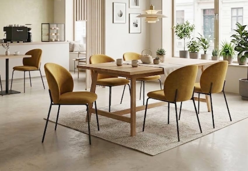 Metal chairs in the café