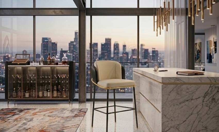 Metal commercial bar stool in the hotel (1)