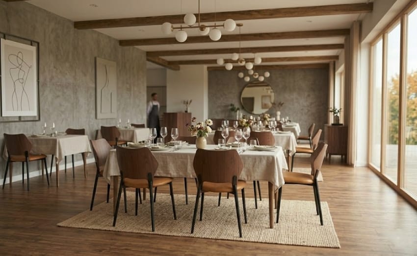 Стулья для столовой на металлическом каркасе в ресторане 2