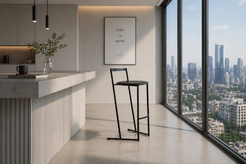 Metal stool in the coffee shop