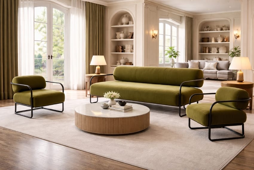 Olive green commercial metal chair