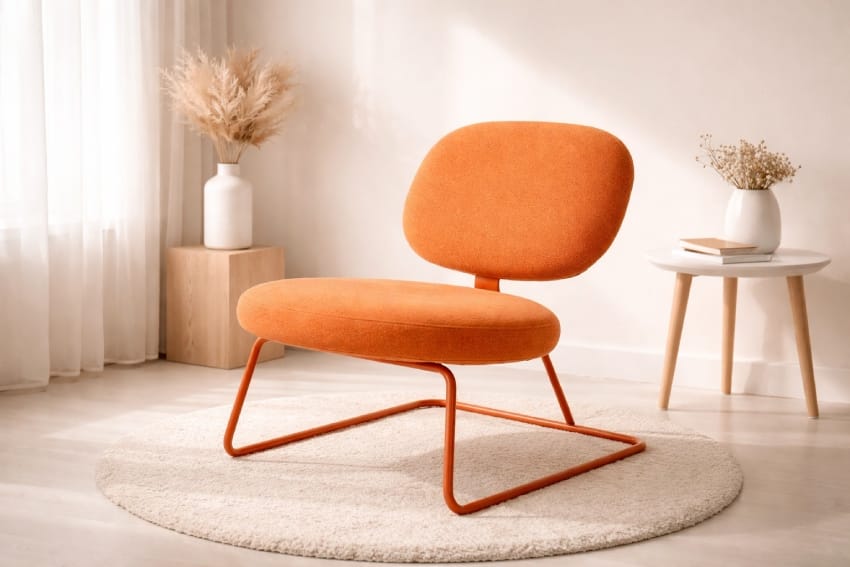 Vibrant orange metal frame chair